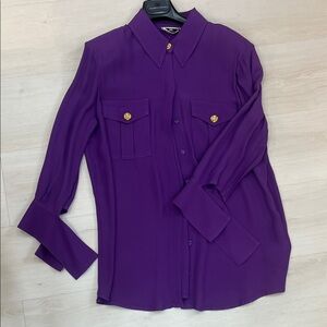 Vibrant Purple Shirt with Gold Buttons